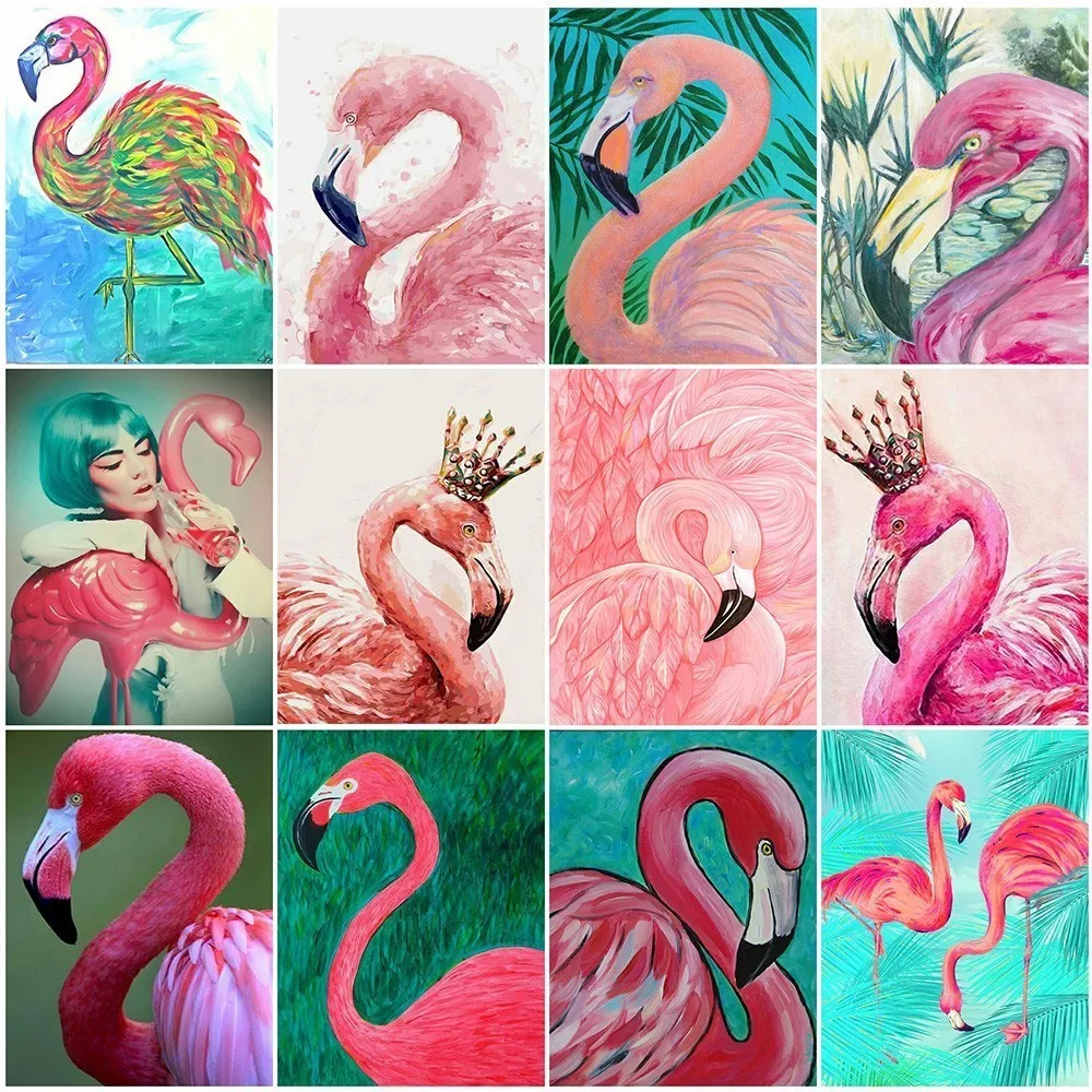 

Huacan Diamond Embroidery Cross Stitch Diamond Painting Flamingo Full Square 5D DIY Mosaic Gift Rhinestone Home Decor Gift