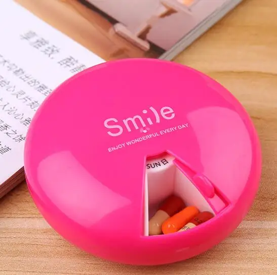 

Portable Medicine Candy colors box Tablet Storage 7 Days 360 rotation Rotating Travel Pill Box Case Vitamin Organizer