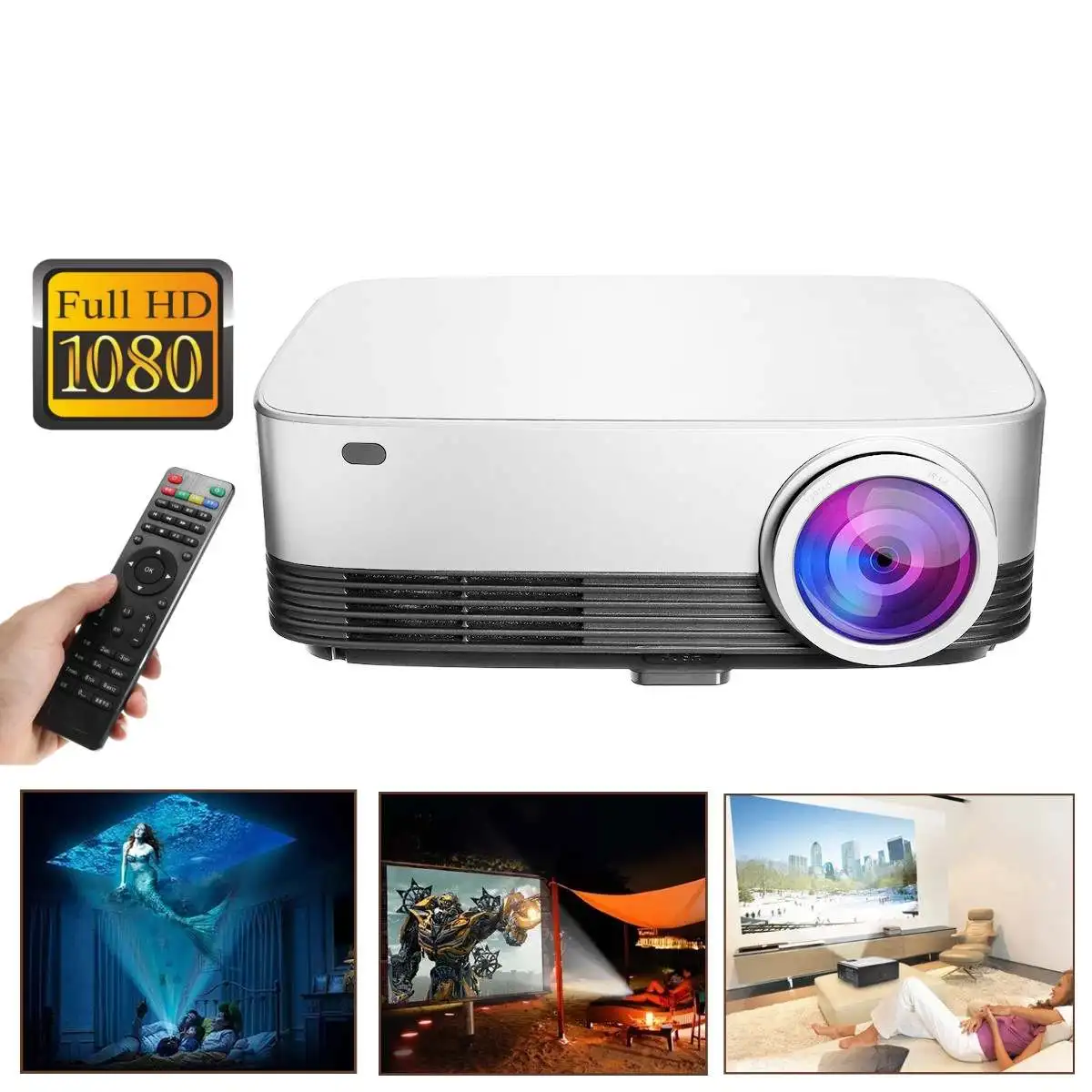 

CLAITE L428 LCD Projector 5.8 Inch for Office / Home Smart Android Projector 1280*800 Resolution 1G + 8G