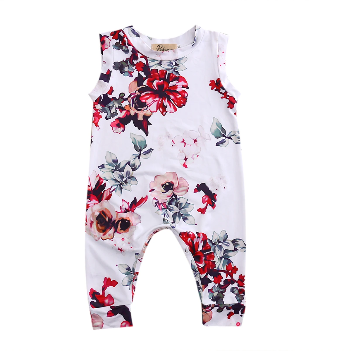

Pudcoco Baby Girls Rompers Jumpsuit Summer Newborn Tank Romper Baby Clothes Cotton Floral Patterned