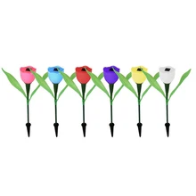 Светодиодный светильник на солнечной батарее с тюльпаном, Садовый Солнечный светодиодный светильник для дома, лужайка, пейзаж, ночная Цветочная лампа