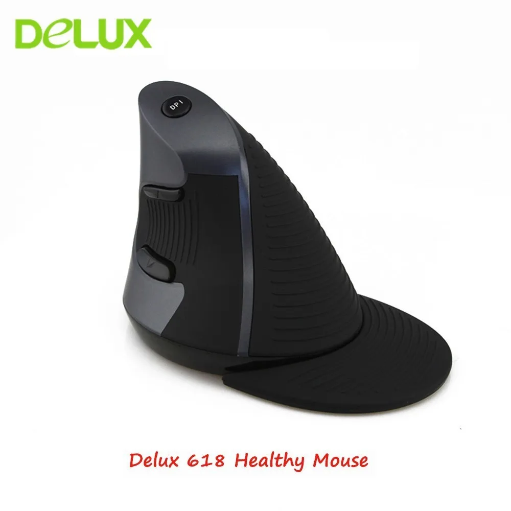 cheap Delux M618 Wireless Vertical Mouse Ergonomic 6 Button Gaming Mause 1600DPI Optical USB Computer Mice For Gamer PC Laptop Desktop