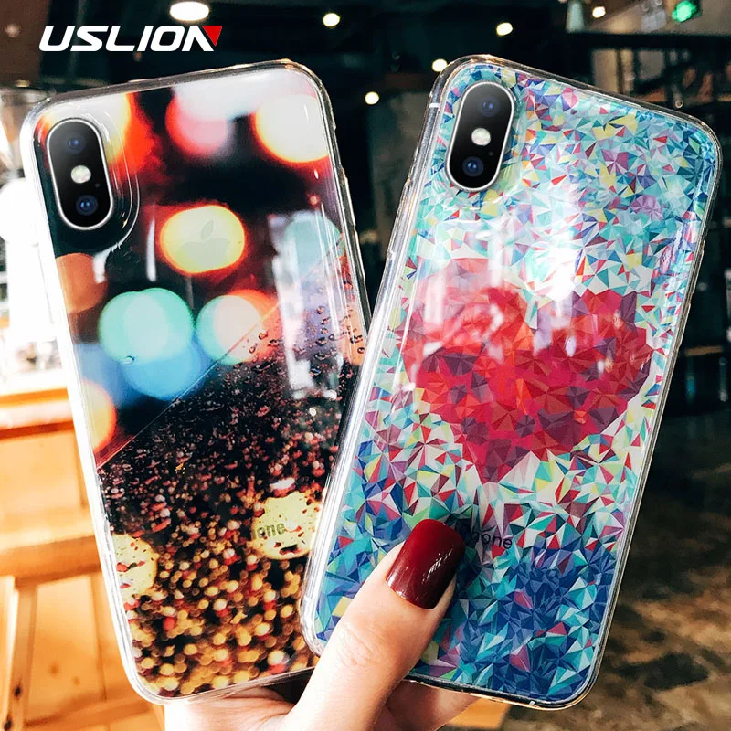 

USLION Phone Case For iPhone X XS XR Xs Max 8 Plus Water Droplets Rain City Cover For iPhone 7 6 6S Plus Soft TPU Silicone Cases