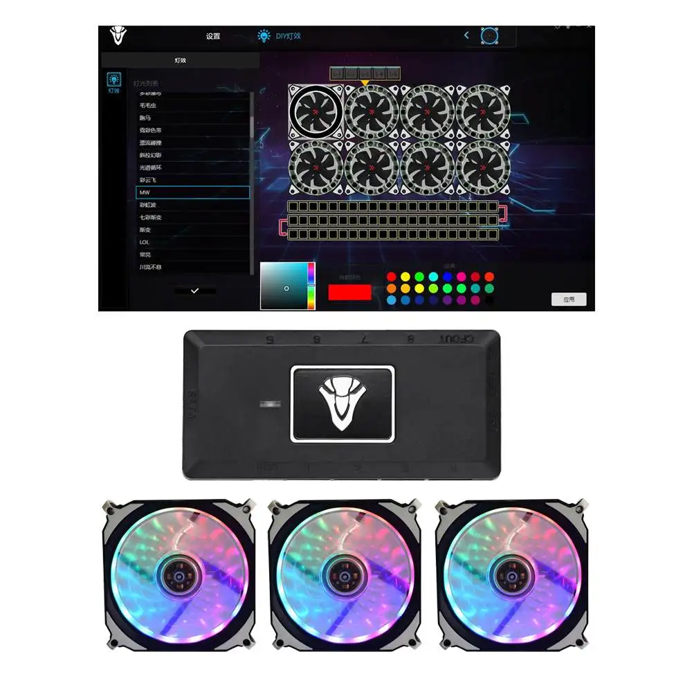 Geek 12 см RGB светодиодный свет чехол для компьютера Вентилятор охлаждения