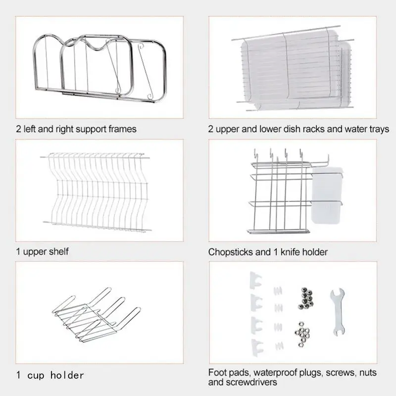 Трехслойная многофункциональная стойка для хранения, сушилка для хромированной плиты, сливная стойка для кухни, стойка для хранения с дренажной доской, стойка для столовых приборов