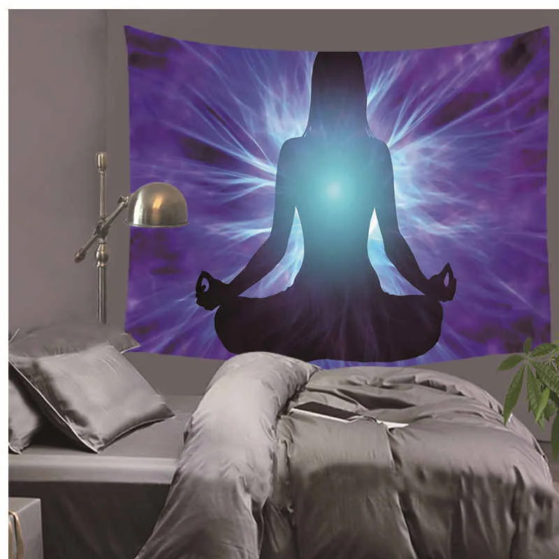 

Chakra Tapestry Wall Hanging Polyester Mandala Wall Cloth Tapestries Psychedelic Yoga Hamsa Hand Decorative Tapestry LZT4