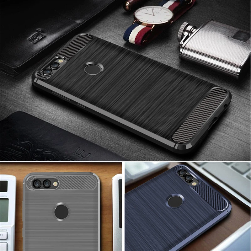 Легкий Чехол для телефона Huawei Y5 Y6 Y7 2017 Prime Y9 2018 матовый чехол из углеродного