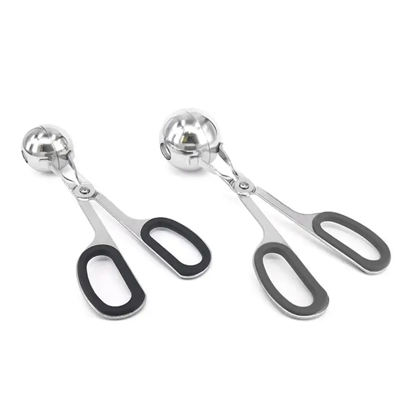 2 PCS Stainless Steel Meat Baller Tongs Cake Pop Meatball Maker Ice Tongs Cookie Dough Scoop for Kitchen