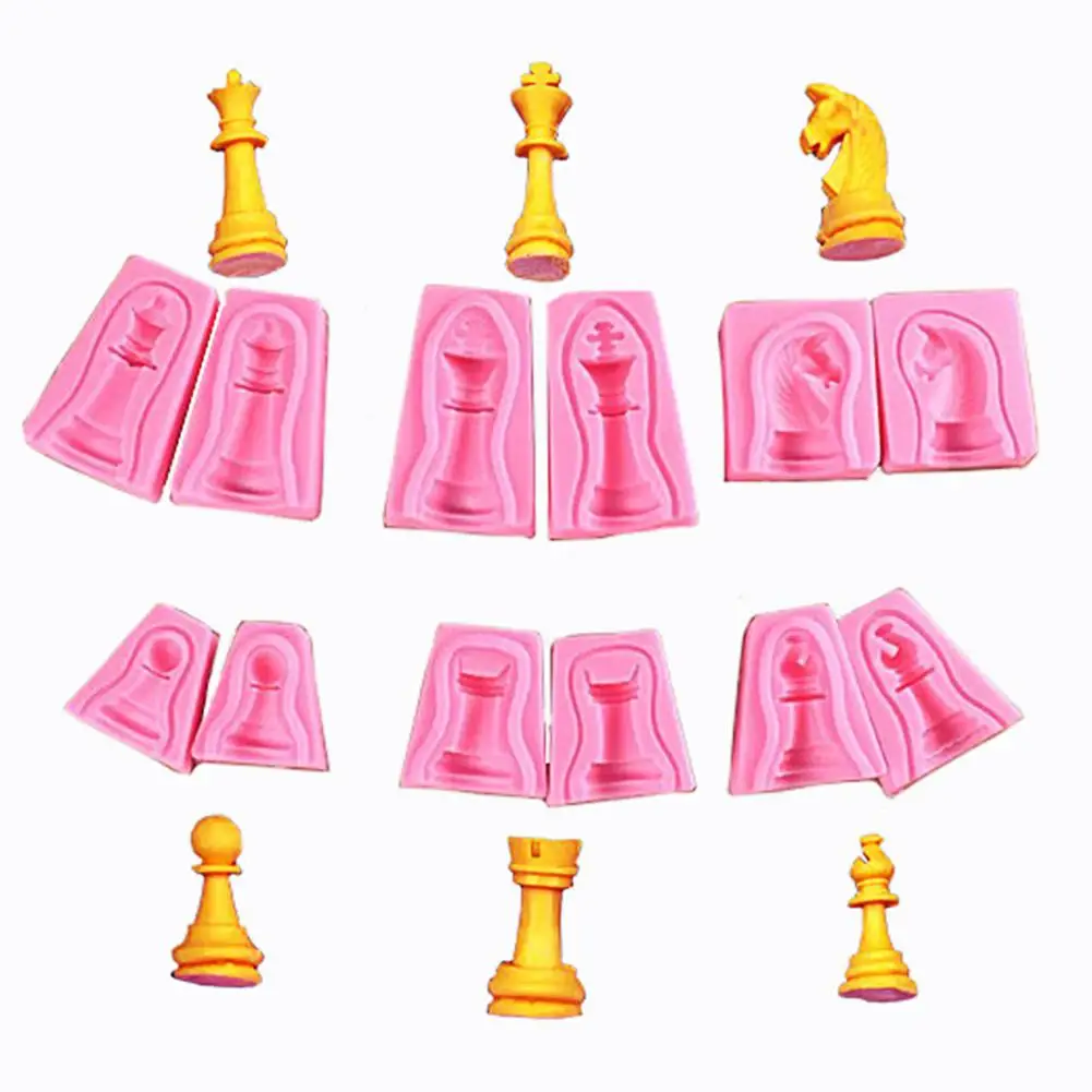 

6 pairs Irregular 3D International Chess Shape Silicone Mold for fondant Chocolate Cake Decoration Bakeware