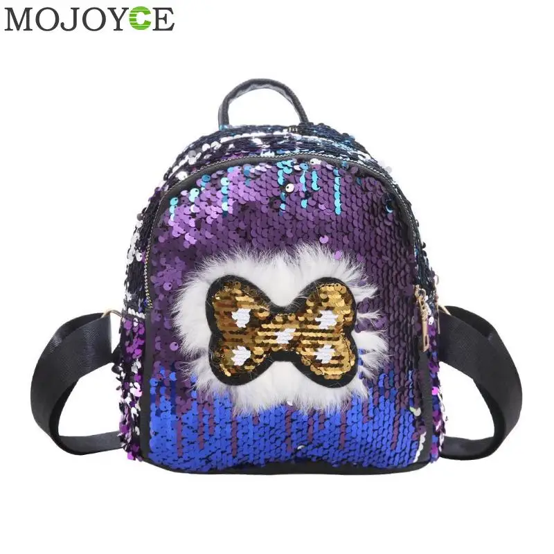 

2018 Fashion Sequins Bowknot Cherry Mini Backpack Women School Bag Paillette Shoulder backpack For Girls Student Travel Bag