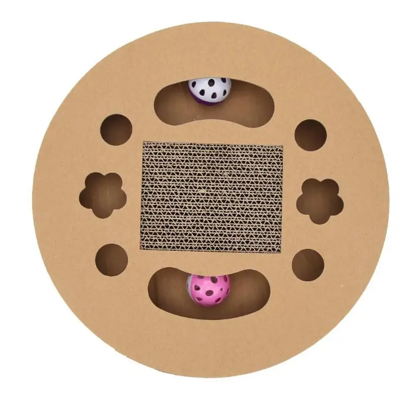 

Cat Mint Round Corrugated Paper Scratch Board Kitten Cat Scratch Board Toys Pet Interactive Bell Scratching Board