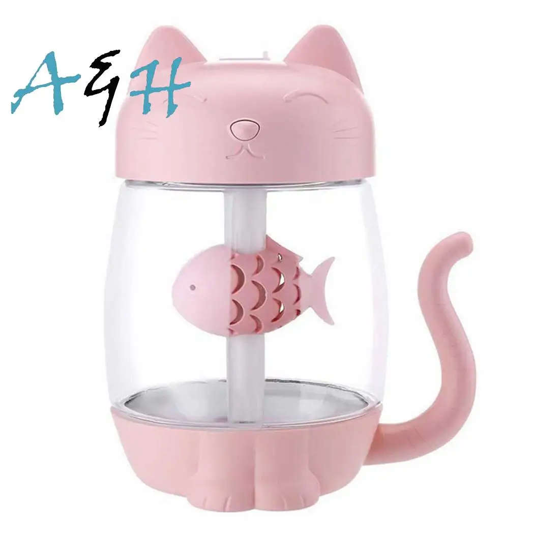 

3 in 1 350ML USB Cat Air Humidifier Ultrasonic Cool-Mist Adorable Mini Humidifier With LED Light Mini USB Fan for Home office