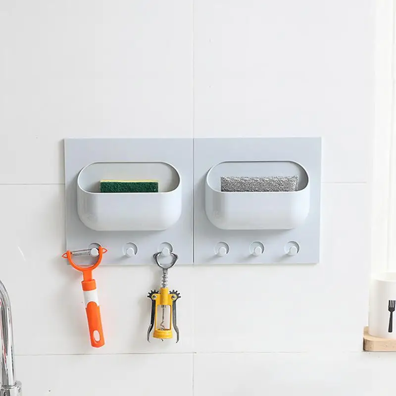 

Plastic Shelf on the Bathroom Wall Strongly Attached to the Hook Storage Rack #SO