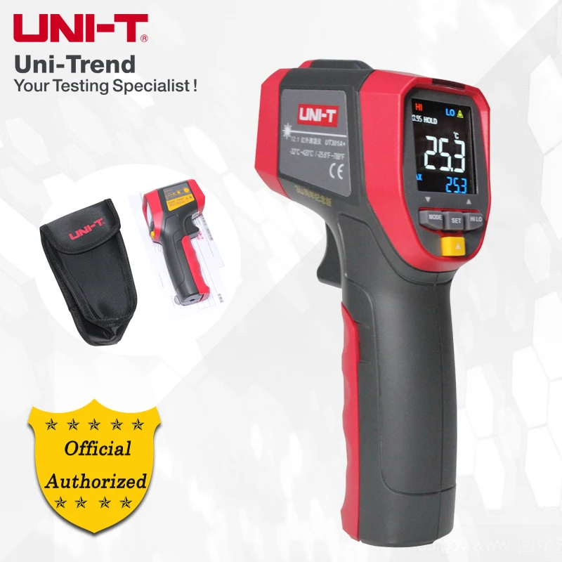 

UNI-T UT301A+/301C+ Infrared Thermometer; high-definition color screen electronic thermometer /-32~ 420C, adjustable emissivity