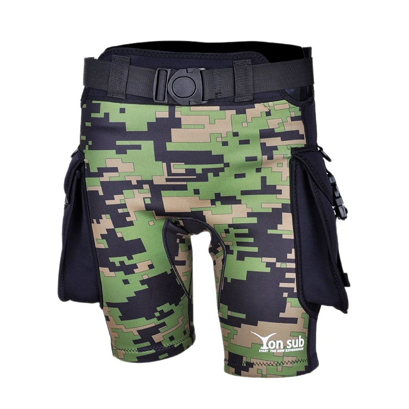 

Yonsub Green Camouflage Neoprene Diving Surfing Pants Men Submersible Pocket Shorts Technical Diving Shorts Swimming Trunks
