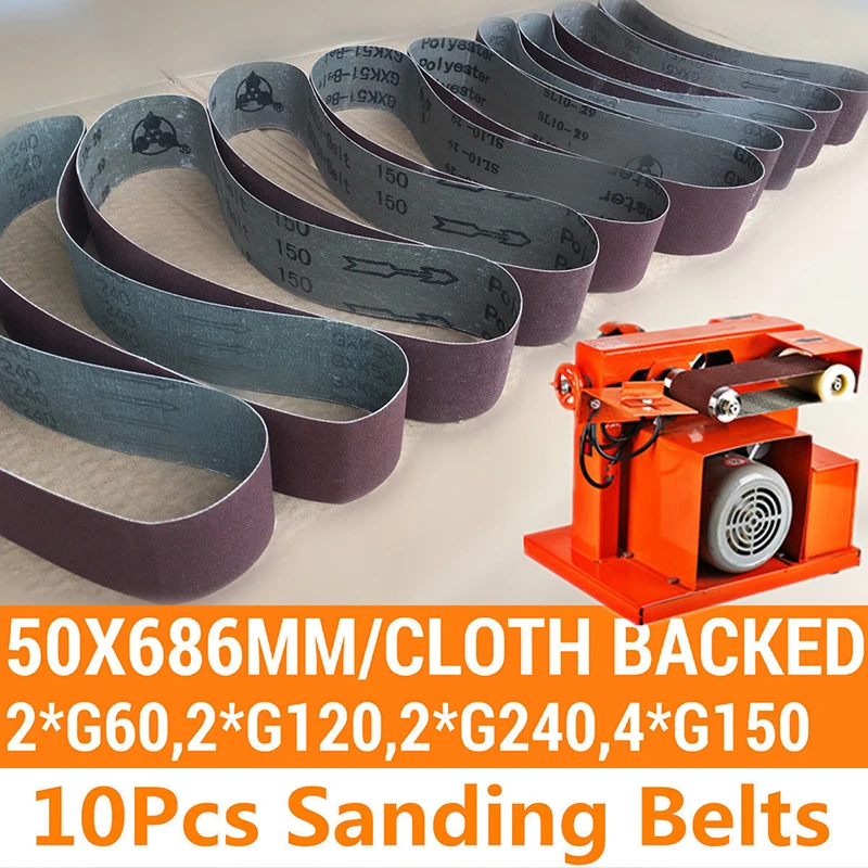 10pcs Sanding Belts for Grinding Polishing Mixed 60/120/150/240 Grit 50 x 686 mm 10pcs Sanding Belts for Grinding Polishing Mixed 60/120/150/240 Grit 50 x 686 mm