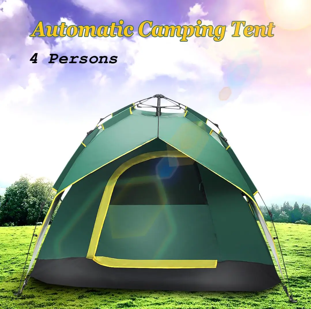 

Camping Tent Large Space 3-4 Persons Automatic Speed Open Throwing Pop Up Windproof Camping Family Tent Tents Outdoor Camping