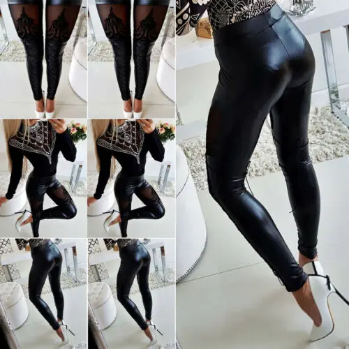 pu high waisted trousers