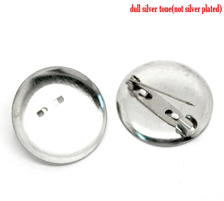 

50PCs Silver Tone Round Cabochon Setting Brooches 29mm Dia.(Fit 28mm Dia.) (B18410)