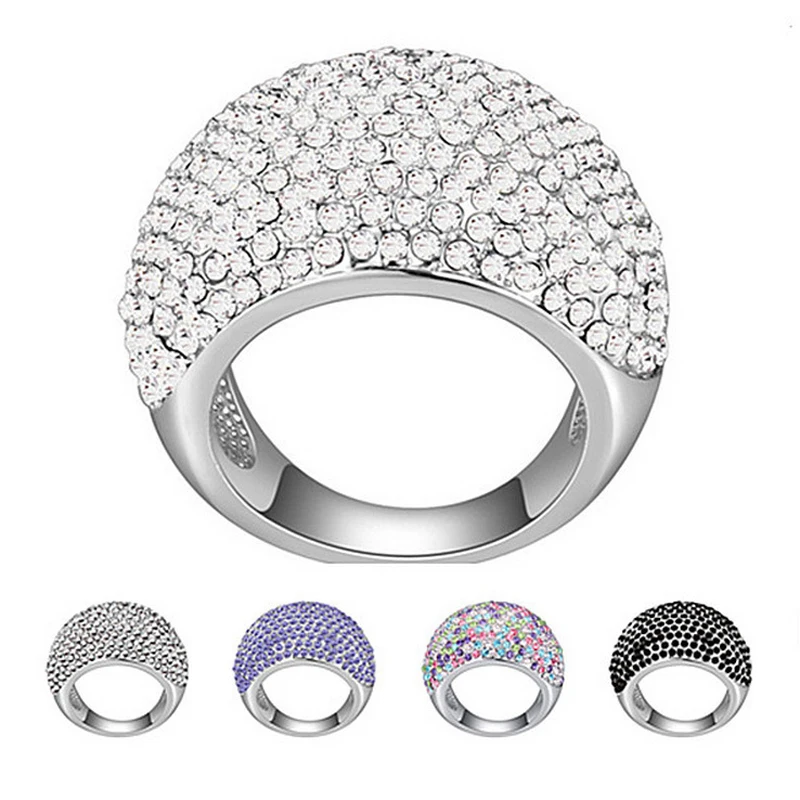 

New Original Pave Rings Crystal Women Fashion Summer Style Statement Jewelry