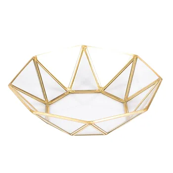

LUDA Nordic Style Brass + glass Geometry Storage Baskets Box Simplicity Style Home Organizer For Jewelry Necklace Dessert Plat