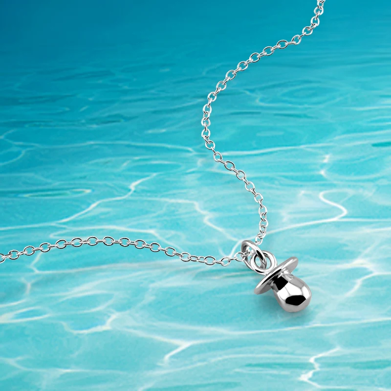 

Fashion Tiny Dainty Delicate Pacifier Pendant Real 925 Sterling Silver Necklace Woman Girl Gift