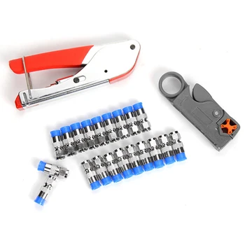 

Elisona 22PCS Coaxial Wire Cable Tool Kit with Compression Pliers Wire Strippers F Heads for RG59 6 Cable-TV Video Audio