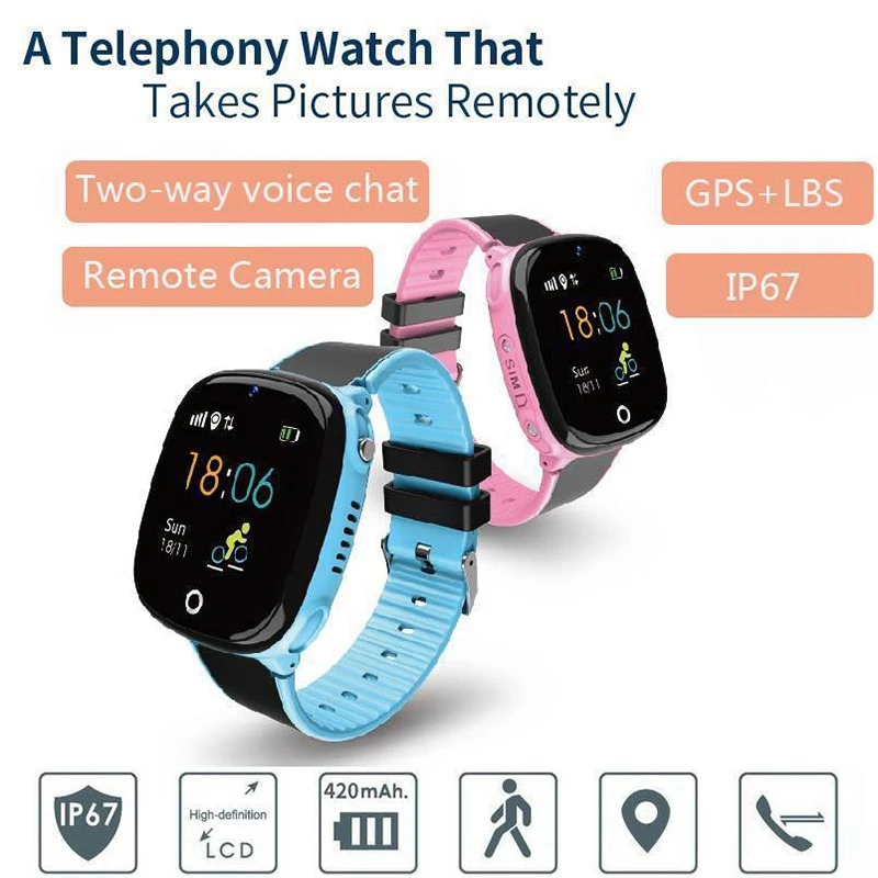 Kids Anti-Lost Gps Tracker Smart Watch Sos Call Safe Wristwatch Waterproof Hw11