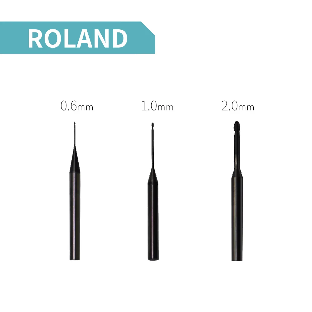 

3 pieces Roland milling burs 0.6mm/1.0mm/2.5mm cad cam milling burs