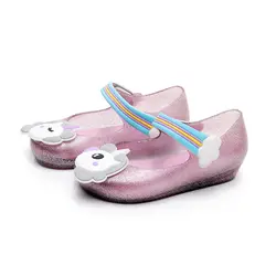 Детские ботинки Единорог прозрачная обувь стильная футболка с изображением персонажей видеоигр обувь + противоскользящая обувь