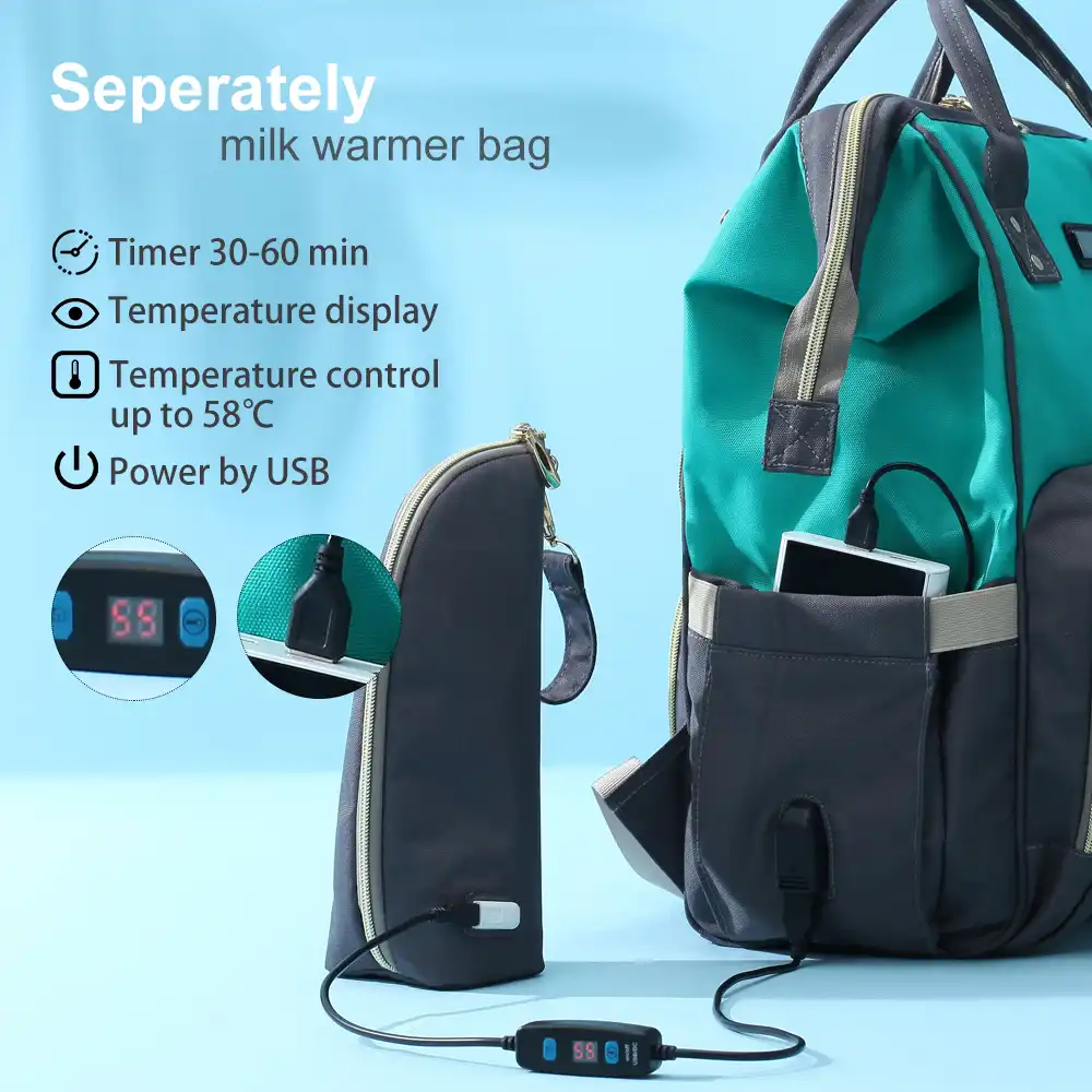 changing bag with bottle warmer