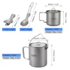 Lixada 3 Pieces Titanium 750ml Pot 420ml Water Cup Mug with Lid Handle Folding Spork Outdoor Camping Picnic Backpacking Cookware ► Photo 3/6