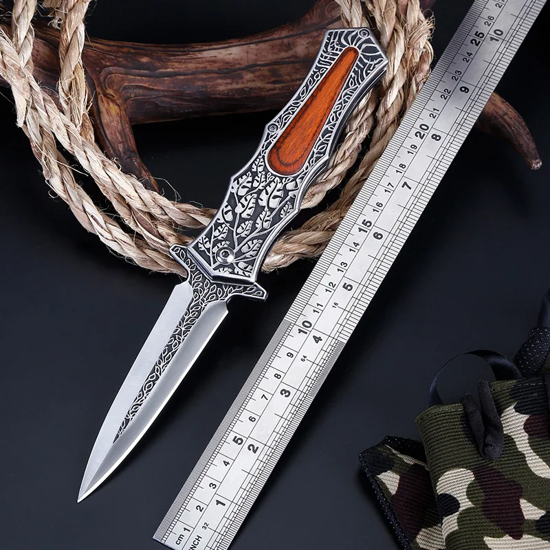 

Tactical Folding Hunting Knife Fruit Small Straight Mini Handle EDC Pocket Outdoor Tools Camping Survival Cutter Colored handle