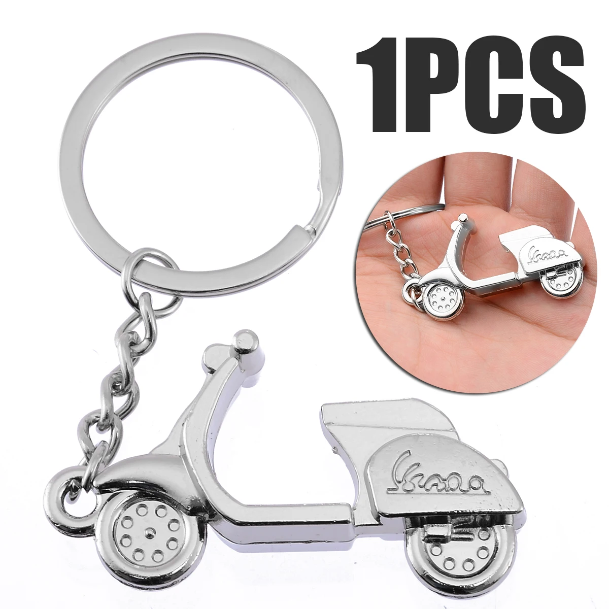 

1pc Fashion Cool 3D Motorcycle Scooter Pendant Car Bag Alloy Key Chains Keychain Fashion and Creative Keyfob Keyring Silver