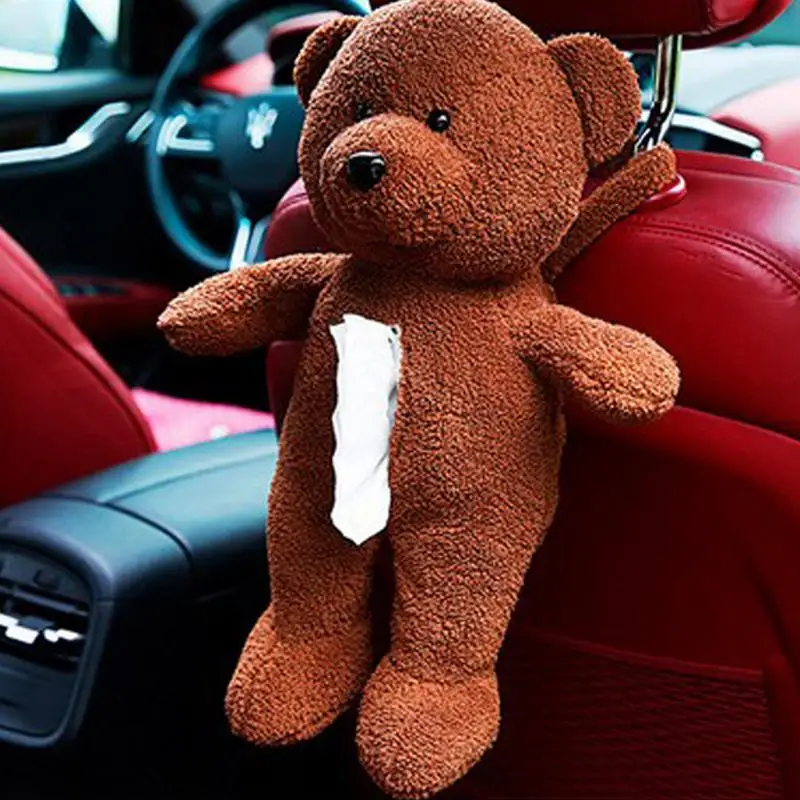 

Car Cartoon Wool Lovely Cute Teddy Bear Paper Towel Pumping Hanging Tissue Box Car Decoration Christmas Gift