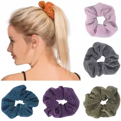 1 шт Для женщин блеск металлик Scrunchies эластичная резинка для волос держатель Блестящий резинкой для волос корейский стиль для девушек