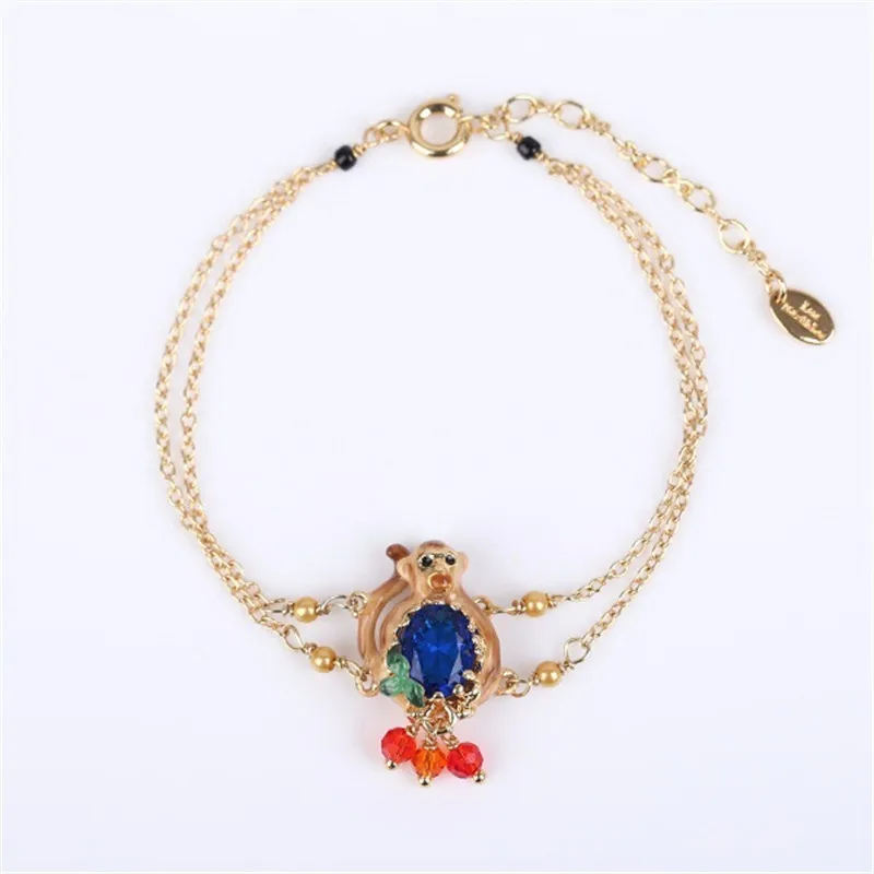 

Enamel Glaze Tropical Rain Forest Monkey Tassels Double-deck Can Adjust Bracelet