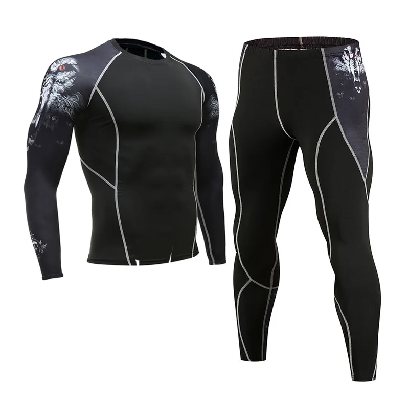 Зимний комплект термобелья, мужская спортивная одежда для бега, тренировочный теплый базовый слой, компрессионные колготки, костюм для бега, мужской спортивный костюм