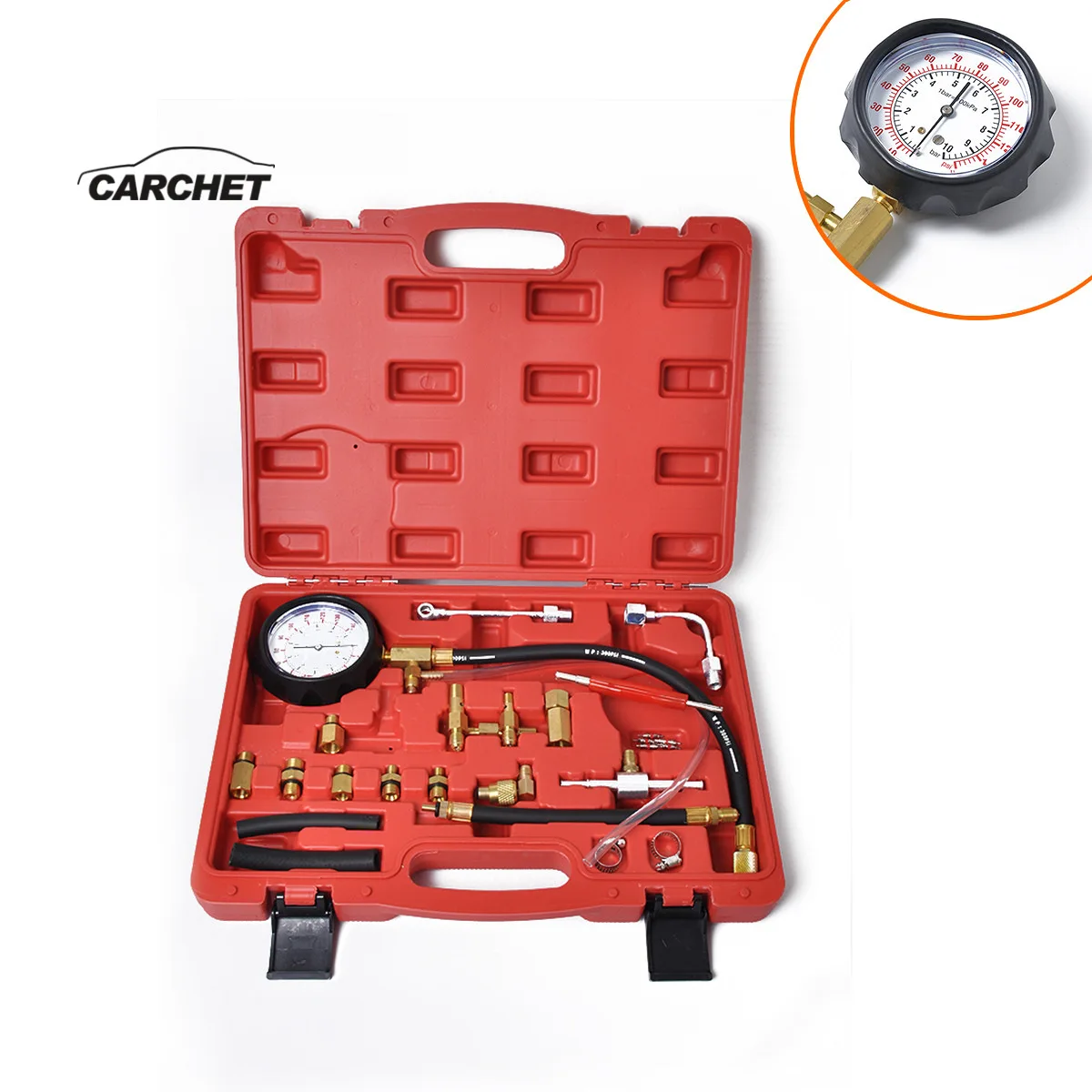 

CAECHET TU-114 Professional Fuel System Testing Gauge Fuel Pressure Tester Set Fuel Injection Pump Diagnostic Service Set Tools