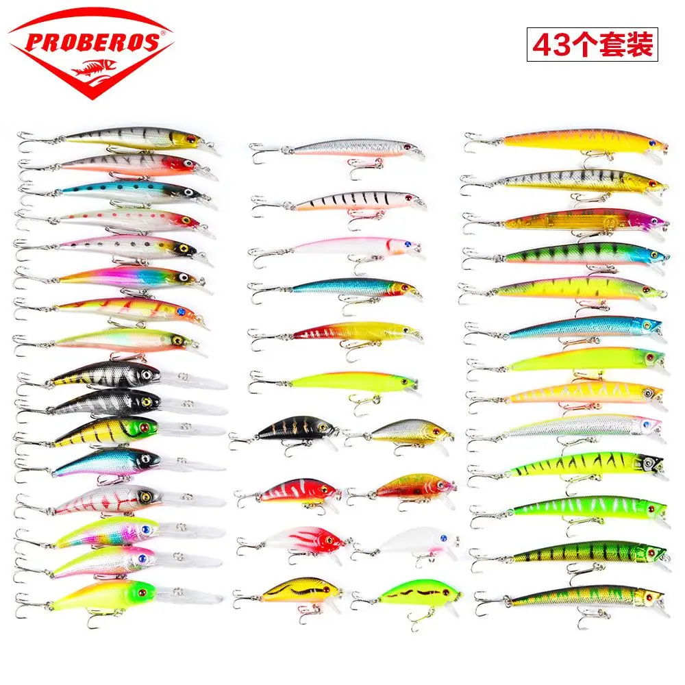 

43pc Fishing Lures Set Mixed Minnow Lures Crank Lures Fishing Tackle Lure Kit Set Focus Shift Ball Freshwater Saltwater outdoor