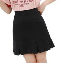 Pengpious/весенне-летняя мини-юбка для девочек, плиссированная юбка с обёртым подолом, юбка с подкладкой, Женская юбка