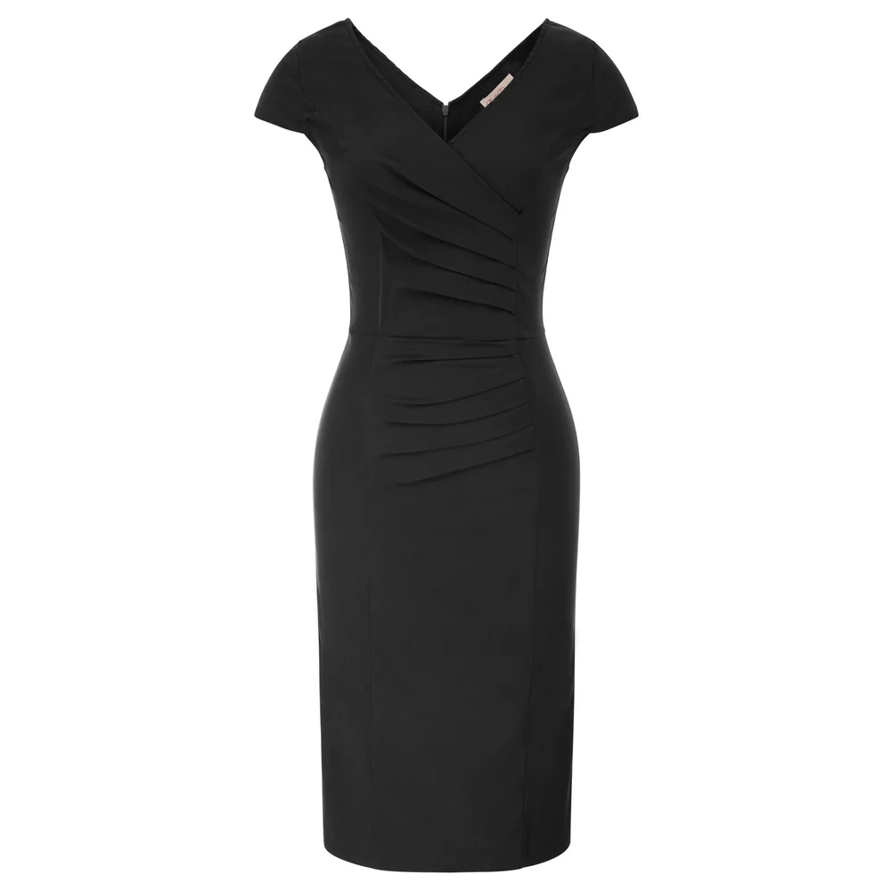 

sexy v neck cap sleeve vestidos verano Hips-Wrapped Bodycon Pencil Dress retro casual office lday little black dress new