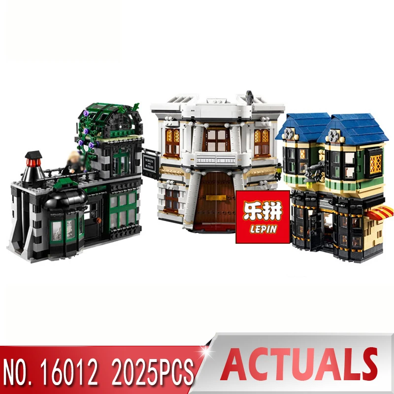 

In stock Lepin 16012 DHL Movie Series The 10217 Diagon Alley Set Model Building Bricks Blocks Toys For Kids Christmas Boys Gifts