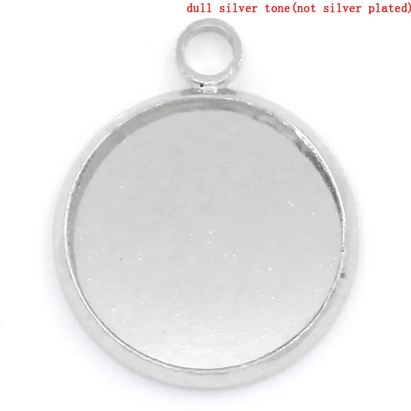 

Lovely Charm Pendants Round Silver Tone Cabochon Setting(Fits 14mm Dia) 19x16mm,20PCs (B24668)