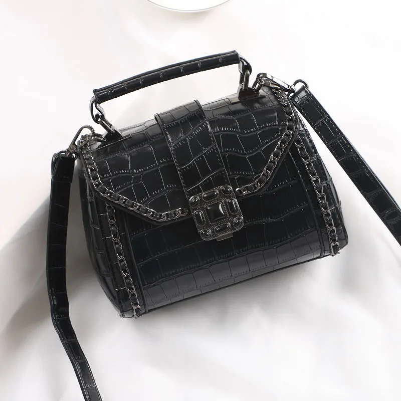 

Kajie Chain Vintage Leather Woman Hard Small Luxury Handbags Shoulder Women Crossbody Messenger Bags Designer Female Hip-hop
