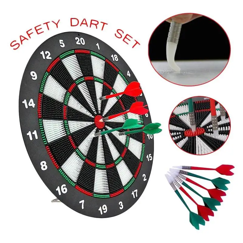 

New Indoor Safety Dart Set 42x42cm Sport Double Target Dart Magnetic Flocking Dartboard Board Double Thickening With 6PCS Darts