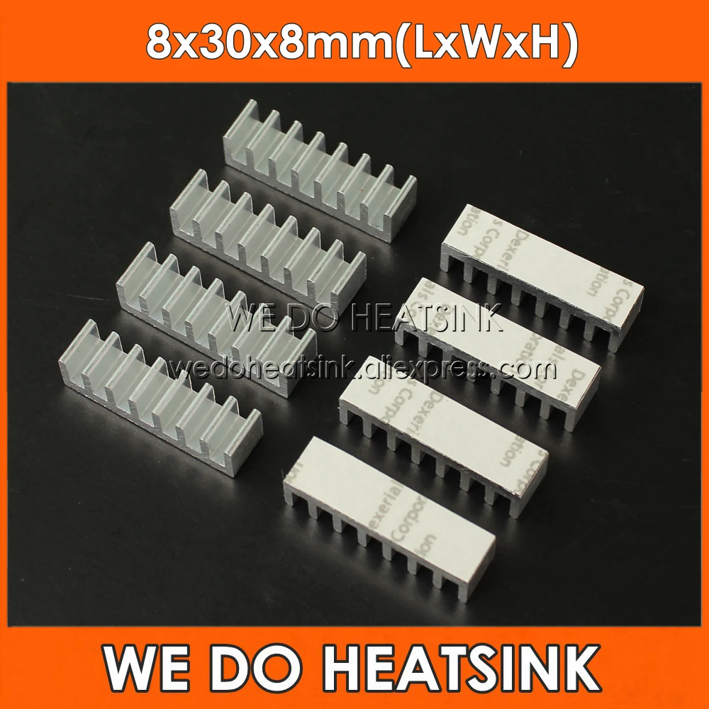 Free Shipping 100pcs Lot 8 30 8 Mm Diy Extruded Epoxy Attach On Heat Sink With Thermal Tape Aluminium Heatsinks Cooling For Dip