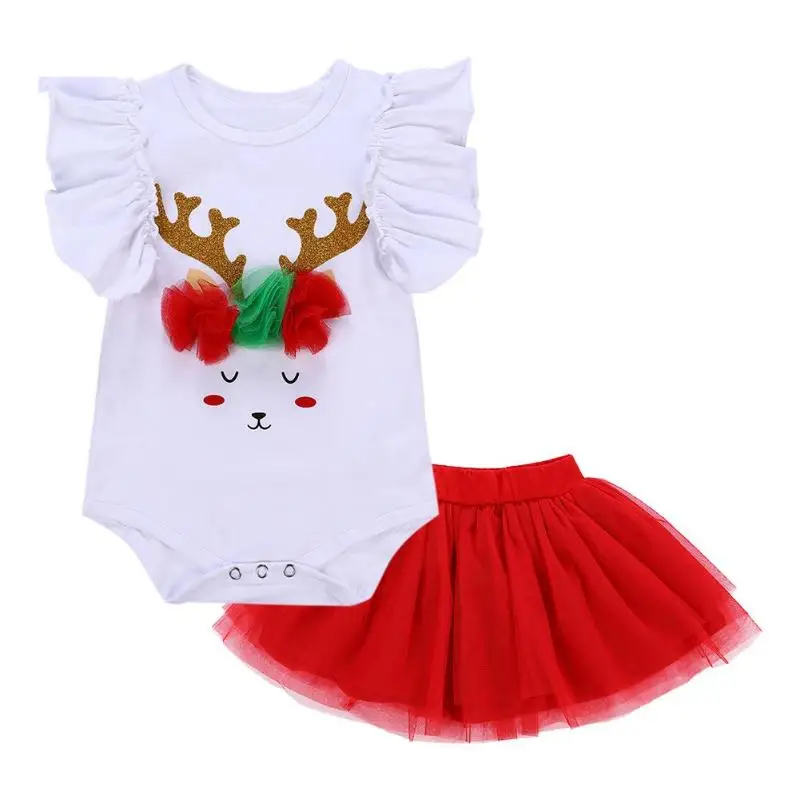 Newborn Baby Girls Clothes Set Winter Autumn Flying Sleeve Deer Head Christmas Romper Tulle Skirt Dress 2pcs Outfit Suit Gifts Newborn Baby Girls Clothes Set Winter Autumn Flying Sleeve Deer Head Christmas Romper Tulle Skirt Dress 2pcs Outfit Suit Gifts