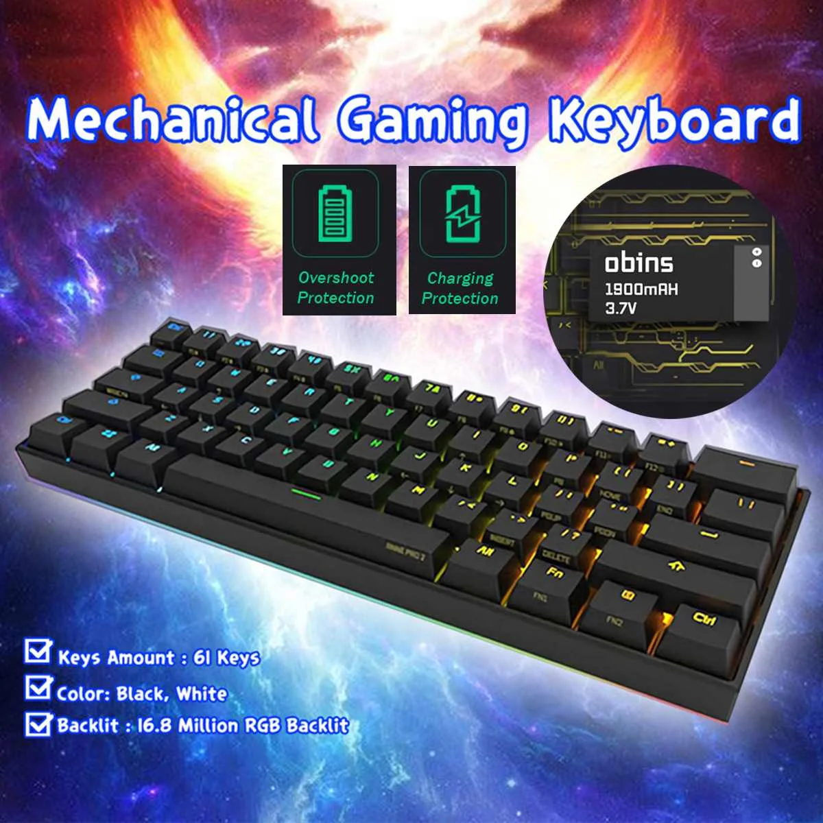 

[Kailh BOX Switch]Obins Anne Pro 2 60% NKRO bluetooth 4.0 Type-C RGB Mechanical Gaming Keyboard