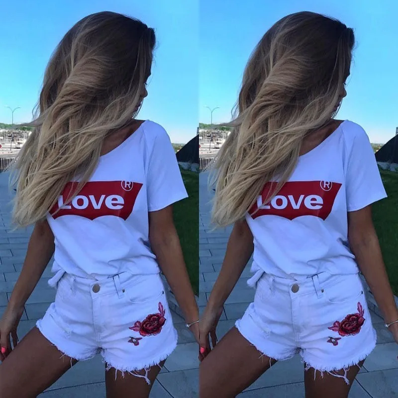 

2019 NEW fashion spring shirt Hot LOVE printed short-sleeved women's Tshirt Casual Clothing tumblr shirts funny tshirts -F995